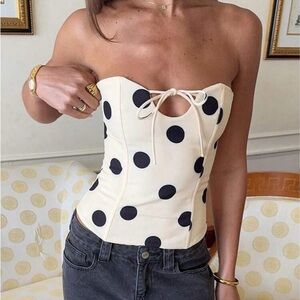 Polka Dot Strapless Top